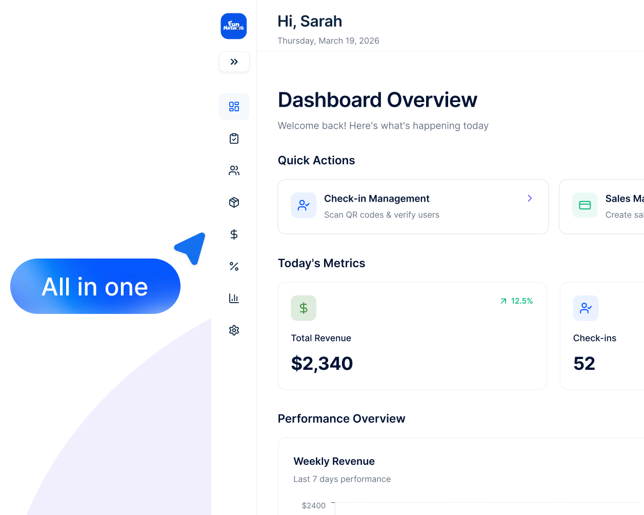 Fun Network partner dashboard